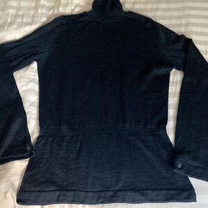 Trend Les Copains Black Wool Turtleneck Sweater with Button Detail. Size 42/6.